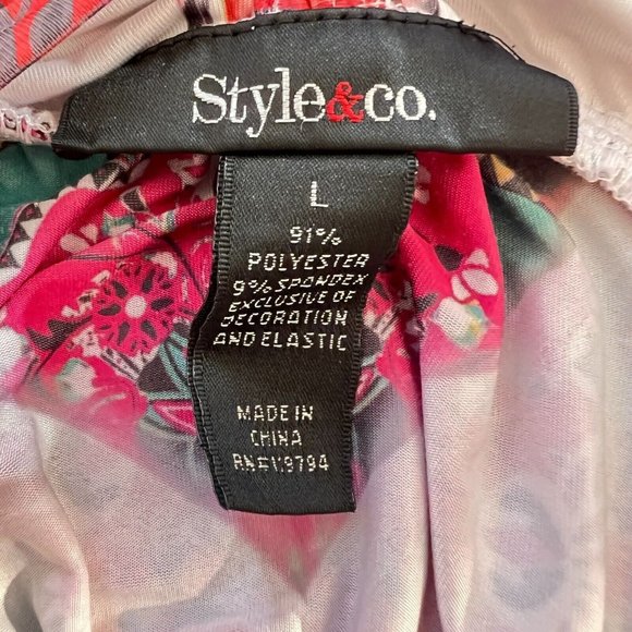 Womens Style & Co Sleeveless Maxi Dress Pink Orange Floral Size Large Hippie Y2K - Picture 6 of 7